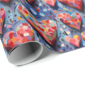 キュートモダンバカラフルレンタイン愛ハート柄 ラッピングペーパー (ロールコーナー)