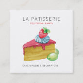 キュートモダンピンクチーズケーキベーカリーパティシエ スクエア名刺 (正面)