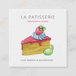 キュートモダンピンクチーズケーキベーカリーパティシエ スクエア名刺