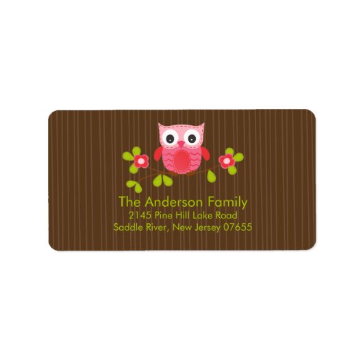 キュートモダンフクロウ住所 シール (正面)