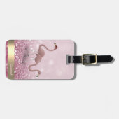 キュートモダンフラミンゴグリッター《写真》ぼけ味- パーソナライズされた ラゲッジタグ (正面横)