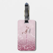 キュートモダンフラミンゴグリッター《写真》ぼけ味- パーソナライズされた ラゲッジタグ (裏面縦)