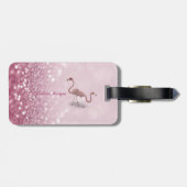 キュートモダンフラミンゴグリッター《写真》ぼけ味- パーソナライズされた ラゲッジタグ (裏面横)