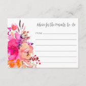 キュートモダンブライトピンクフローラシンプルベビーシャワー アドバイスカード (正面)