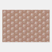 キュートモダンブラウン雪だるまクリスマスツリー ラッピングペーパーシート (正面3)