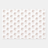 キュートモダンブラウン雪だるまクリスマスツリー ラッピングペーパーシート (正面3)