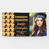 キュートモダンブラック&イエロースクリプト写真卒業 横断幕 (横)