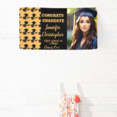 キュートモダンブラック&イエロースクリプト写真卒業 横断幕 (インサイチュ)