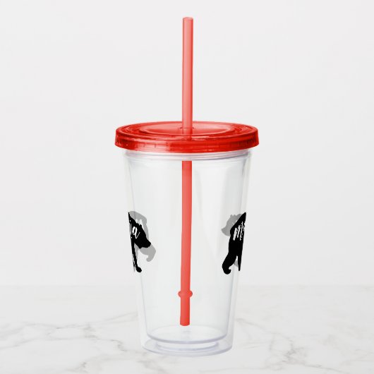 キュートモダンブラック&ホワイトマママベア アクリルタンブラー (右)