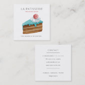 キュートモダンブルーチーズケーキベーカリーパティシシェフ スクエア名刺 (正面/裏面)