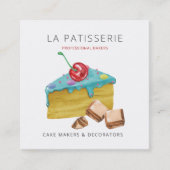 キュートモダンブルーチーズケーキベーカリーパティシシェフ スクエア名刺 (正面)