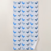 キュートモダンホエー図解入りの、写真付きのル模様（青） ビーチタオル (正面)