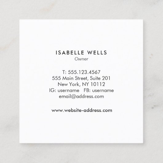 キュートモダンホワイト《写真》ぼけ味グリッタースクエア スクエア名刺 (裏面)