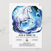 キュートモダンポニー誕生日 招待状 (正面/裏面)