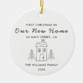 キュートモダンミニマル初めてのクリスマスニューホーム セラミックオーナメント (正面)