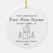 キュートモダンミニマル初めてのクリスマスニューホーム セラミックオーナメント (裏面)