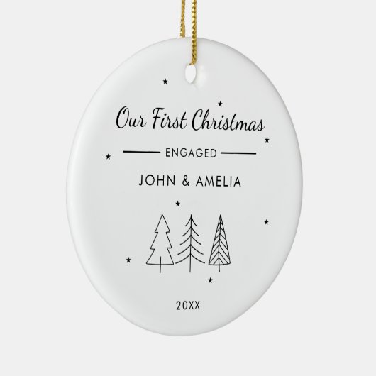 キュートモダンミニマル初クリ婚約したスマス セラミックオーナメント (右)