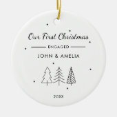 キュートモダンミニマル初クリ婚約したスマス セラミックオーナメント (正面)