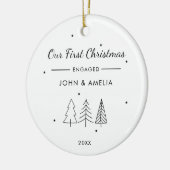 キュートモダンミニマル初クリ婚約したスマス セラミックオーナメント (左)