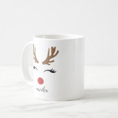 キュートモダンメリークリスマストナカイ顔 コーヒーマグカップ (正面左)