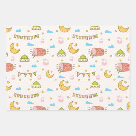 キュートモダンラカラフルマダーンEid Mubarakハッピーイード ラッピングペーパーシート