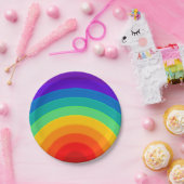 キュートモダンレインボー誕生日 ペーパープレート (パーティー)