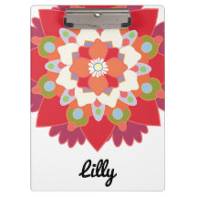 キュートモダンレッドフローラロータマンダラパーソナライズされた