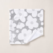 キュートモダンレトロデイジーグレイ バスタオルセット (ウォッシュタオル)