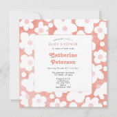 キュートモダンレトロピンクデイジーフローラ 招待状 (正面)