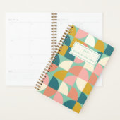 キュートモダン幾何形状ティール(緑がかった色)パーソナライズされた プランナー手帳 (ディスプレー)