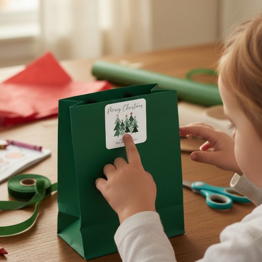 キュートモダン素朴クリスツリータイポグラフィ スクエアシール