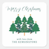 「キュートモダン素朴クリスマスツリーのステッカー」 スクエアシール (正面)