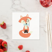 キュートモノクルヒップスターレッドキツネ スタンダードカクテルナプキン (インサイチュ)
