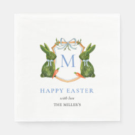 キュートモノグラムのトピアリーバニー復活祭 スタンダードカクテルナプキン
