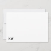 キュートモノグラムイニシャルパーソナライズされた白黒 サンキューカード (正面)