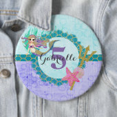 キュートモノグラムエイジマーメイドティール(緑がかった色)&パープル誕生日 缶バッジ (インサイチュ)