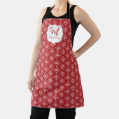 キュートモノグラムクリスマスレッドスノーフレークシンプル エプロン (インサイチュ)