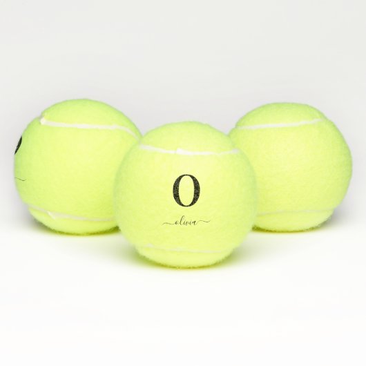 キュートモノグラムスクリプト名前をカスタムするパーソナライズされた文字 テニスボール (マルチ)