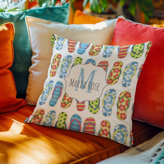 キュートモノグラムパーソナライズされたビーチ クッション