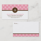 キュートモノグラムピンク水玉模様 コーリングカード (正面/裏面)