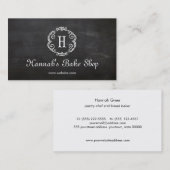 キュートモノグラムペストリーシェフベーカリーシャルボード 名刺 (正面/裏面)