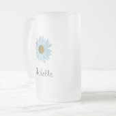 キュートモノグラムホワイトデイジー フロストグラスビールジョッキ (正面左)
