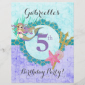 キュートモノグラムマーメイドティール（緑がかった色）&パープルバースデーパーティー チラシ (裏面)