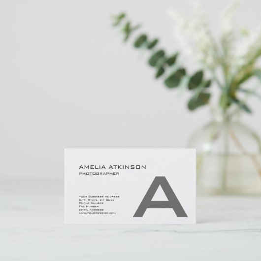 キュートモノグラムモダン白黒ミニマル 名刺 (スタンド正面)