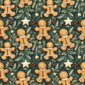 キュートモノグラムヴィンテージクリスマスジンジャーブレッドマン シャワーカーテン