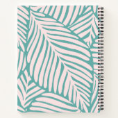 キュートモノグラム熱帯リーフlグリーンとピンク ノートブック (裏面)