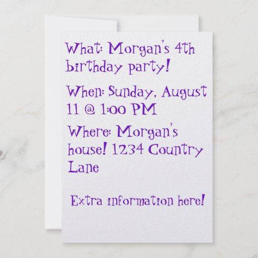 キュートモルモット誕生日招待状 招待状 (裏面)