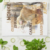 キュートモンキーズタイポグラフィアート キッチンタオル (折り畳み)