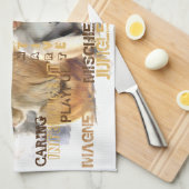 キュートモンキーズタイポグラフィアート キッチンタオル (四つ折り)