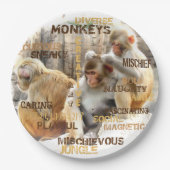 キュートモンキーズタイポグラフィアート ペーパープレート (正面)